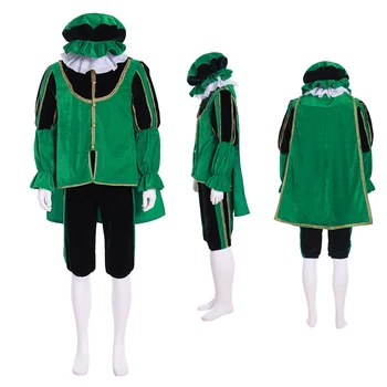 Cosplaydiy Ortaçağ Tudor Elizabeth Yeşil Kıyafet Kostüm Tudor Kral Prens Şövalye Efendisi Tunik Kostüm L717
