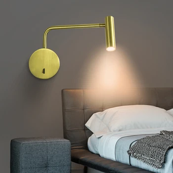 DARHYN led duvar lambası döner ışık kolu anahtarı ile LED okuma kitap ışık Modernbdecor yatak odası oturma odası başucu kapalı ev E27