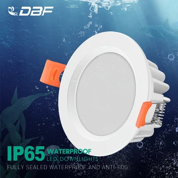 [DBF] LED Downlight su geçirmez 5W 7W 9W 12W 15W kısılabilir tavan ışıkları gömme lamba Spot ışık AC220V 230V banyo için kapalı