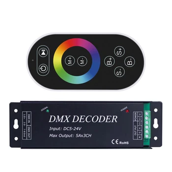 DC5-24V 15A 3 Kanal LED Şerit DMX Dekoder RGB Led Denetleyici Kablosuz Uzaktan Kumanda 11 Çeşit Modu