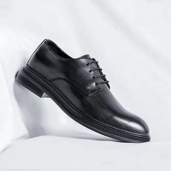 Deri ayakkabı Erkekler lace up Penny oxfords Siyah rahat ayakkabılar Moda Erkek Mokasen düğün parti ayakkabıları erkekler için Dropshipping