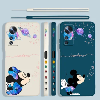 Disney Mickey Minnie Aşk Telefon Kılıfı İçin Xiaomi Mi 12X12 11T 11i 11 10T 10i 10 Pro Lite Ultra Sıvı Sol Halat Arka Kapak