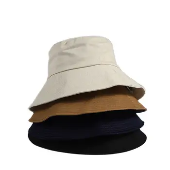 Doitbest Pamuk Büyük Ağız kadın Kova Şapka Kadınlar İçin Plaj Seyahat Güneş Koruyucu Saf Renk Balıkçı Şapka Katlanabilir erkek Kapaklar