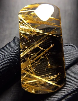 Doğal Altın Rutilated Kuvars Boncuk Kolye Kolye 47*22.6*13.3 mm Altın Rutilted 18 K Altın Kadın Erkek Takı AAAAAAA