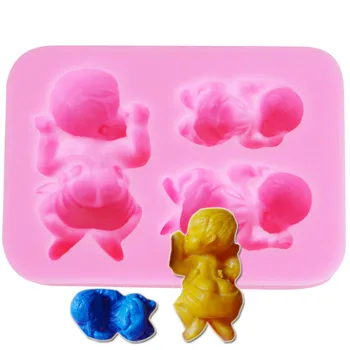 Dıy silikon kalıp üç 3D bebek Çikolata kalıp silikon kek dekorasyon kalıpları 8X5.8cm hediye için