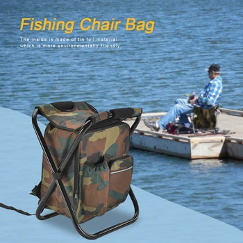 Dışkı Taşınabilir soğutucu sırt çantası Yalıtımlı Piknik Çantası Açık Katlanır Kamp Balıkçılık Sandalye Yürüyüş Koltuk Masa Çantası