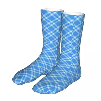 Ekose Mavi Çorap Erkekler Kadınlar Polyester Komik Mutlu Temizle Basit Çorap Harajuku İlkbahar Yaz Sonbahar Kış Çorap Hediyeler