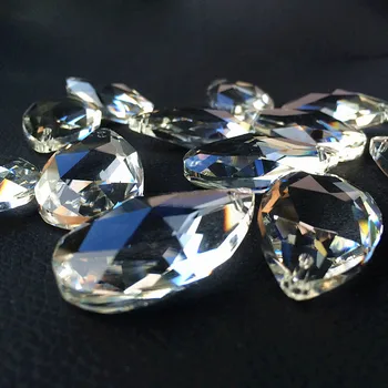 En Kaliteli 10 adet / grup 38 * 21mm Temizle meleğin gözyaşları Faceted kristal Cam Avize prizmalar (+Ücretsiz yüzük) kristal Cam Suncatcher