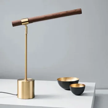 Enerji Tasarrufu-Modern Basit Metal Led Masa Lambası İskandinav Tasarımcı Ahşap Kumaş Yatak Odası Led masa lambaları dekorasyon masa lambası