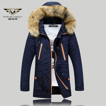 Erkek Kalın Sıcak Kış Aşağı Ceket Açık Yastıklı Parkas Erkek Giyim Kürk Yaka Rahat Uzun Pamuklu Pamuklu Erkek kapüşonlu ceket