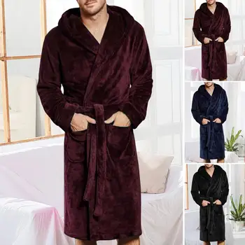 Erkek Kış Sıcak Elbiseler Kalın Uzatılmış Peluş Şal Bornoz Kimono Ev Giysileri Uzun Kollu Elbise Ceket sabahlık homme sıcak