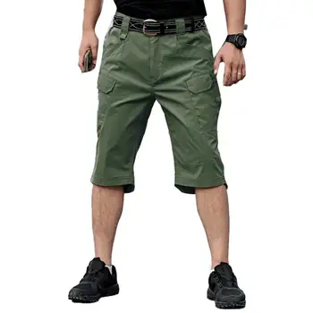 Erkek Şort kapri pantolonlar Rahat Düz Renk Çok Cepler Hızlı Kuru Açık Havada Taktik Rahat kapri pantolonlar Pantolon Yaz 2021