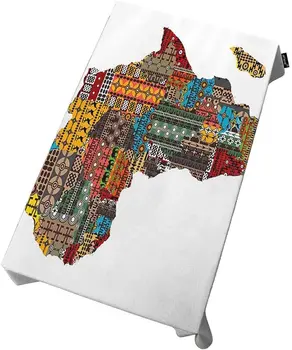 Etnik Dokulardan Yapılmış Yıkanabilir Polyester Ülkelerde Afrika Harita Masaları Parti, Tatil Yemeği için Mutfak Yemek