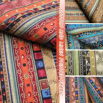 Etnik Tarzı Baskılı Yaz Pamuk Keten Kumaş Dikiş Elbise Etek Giyim DIY El Yapımı Elbise El Sanatları Malzeme Tekstil Kumaş