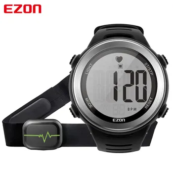 EZON Yeni Moda nabız monitörü dijital saat Alarm Kronometre Erkekler Kadınlar Açık Koşu Spor Saatler göğüs kemeri ile T007