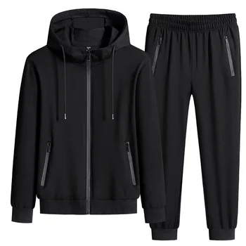 Eşofman Erkekler Spor Setleri Yeni Bahar Sonbahar Giyim Kapüşonlu Elbise Erkek 2 Parça Kazak + Sweatpants Büyük Boy 5XL