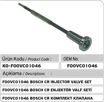 F00VC01046 Bosch yüksek basınçlı enjektör Vana Seti