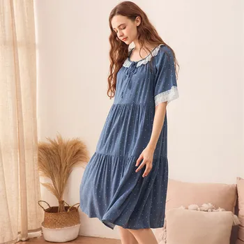 Fdfklak Pamuklu elbise Yaz 2020 Yeni Kısa Kollu kadın Gecelik Uyku Elbise Sıcak İç Çamaşırı Nighties Kadın İç Çamaşırı