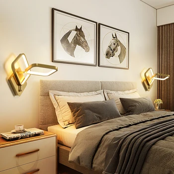 FSS Modern Duvar Lambası Basit Ve Yaratıcı 360 Dönen Ayarlanabilir Başucu Yatak Odası Oturma odası Nordic TV Duvar Arka Plan lambası