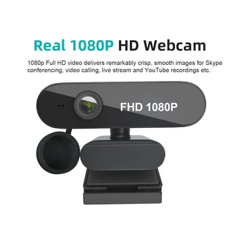 Gerçek 1080P USB Webcam Geniş Açı Gürültü Azaltma PC Laptop İçin Video Konferans Çevrimiçi Çalışma Canlı Boardcast Webcam Kamera