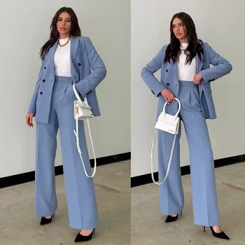 Gevşek Kadın Blazer Takım Elbise Yeni Tasarlanmış kadın ceketi Custom Made Bir Düğme Photoshoot Rahat Ceket 2 Parça Set