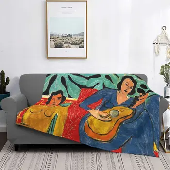 Gitarre Frau Henri Matisse Gestrickte Decke Nordic Dschungel Flanell Decke Schlafzimmer Sofa Tragbare Weiche Warme Bedsprea