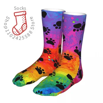 Gökkuşağı Pençe Çorap erkek kadın Polyester Komik Mutlu köpek çorapları Yenilik herhangi bir sezon İçin Çorap Hediye