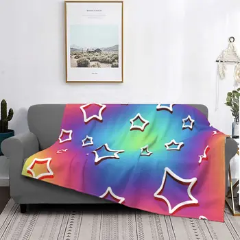 Gökkuşağı Yıldız Tasarım Battaniye Parlak Gökyüzü Pırıltı Peluş Sıcak Süper Yumuşak Pazen Polar Şal Battaniye kanepe yatak örtüsü İçin Kapak