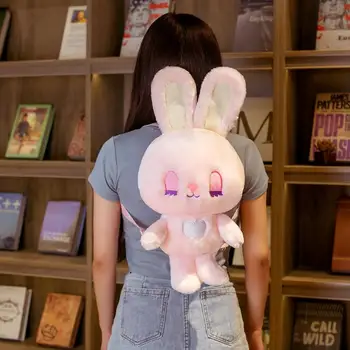 Güzel 50 cm Kawaii Fantezi Pembe Tavşan peluş oyuncaklar Yumuşak Sevimli Hayvan Karikatür Sırt Çantası Kız Schoolbag Güzel doğum günü hediyesi için çocuk