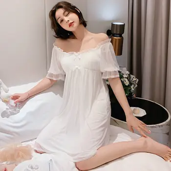 Güzel Kıyafeti Kadın Yaz İnce Uyku Elbise Kısa Kollu İç Çamaşırı Gecelik Tatlı Seksi Salonu Gevşek Ev Sabahlık
