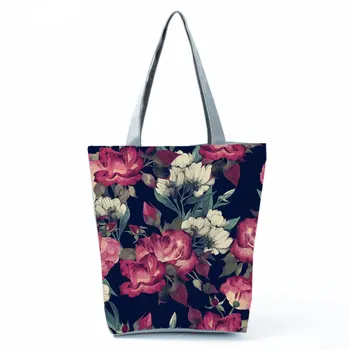 Güzel Çiçek Baskı omuz çantaları Moda Tüm Maç Seyahat Çantası Yüksek Kapasiteli Alışveriş Çantası Çevre Dostu Çanta Taşınabilir Tote
