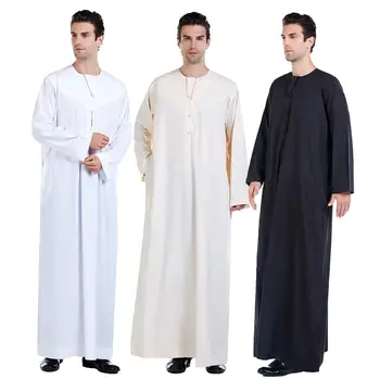 Hanyımıdoo müslüman uzun elbise Erkekler için Jubba Thobe Orta Doğu Uzun Elbiseler Kaftan Arap Dubai Yetişkin Uzun kollu İslami Giyim