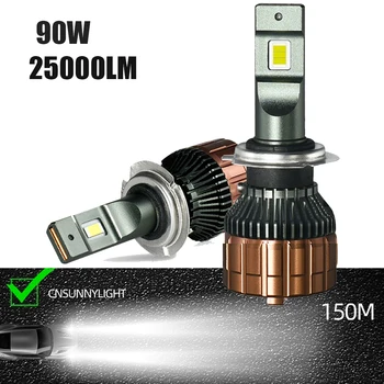 Hata yok LED Araba kafa lambası ampulleri H15 90W 25000Lm Beyaz Canbus H1 H7 H4 9005 9006 H11 Sis Lambası Tak ve Çalıştır Gündüz Farları