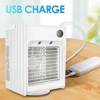 Hava soğutma fanı ev hava soğutucu ile ışık Mini taşınabilir klima fanı nemlendirici 120 rotasyon kişisel masaüstü vantilatör USB