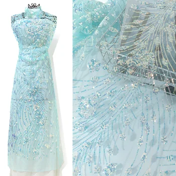 High-end Pullu Nakış Dantel Kumaş düğün elbisesi Giyim Tasarımcısı Kumaş Fransız Dantel Kumaş
