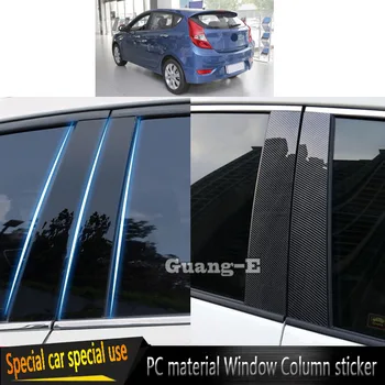 Hyundai Verna Hatchback 2014 2015 + Araba PC Malzeme Pillar Sonrası kapak kapı pervazı Pencere Kalıplama Etiket Plakası Aksesuarları 6 adet