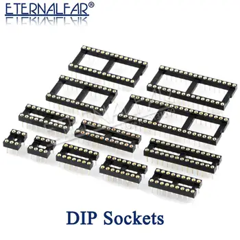 IC Yuva DIP Soket İğne koltuk DIP8 DIP14 DIP16 DIP18 DIP20 DIP28 DIP40 Pins Yuvarlak Delik Mikrodenetleyiciler 2.54 PCB Konektörü