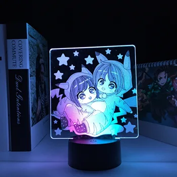 Iki Ton Lamba Anime Sevimli Kız Figürü LED Gece Lambası doğum günü hediyesi yatak odası dekoru ışık İki Ton Renkli Manga LED Lamba