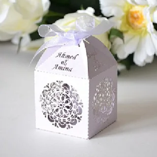 Indirim Konuk daire çiçek tasarım ucuz fiyat düğün parti bebek gösterisi dekorasyon lazer kesim şeker favor kutusu