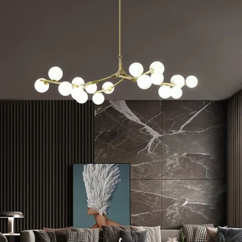 Iskandinav Altın Siyah G4 LED Sihirli Fasulye Demir Uzun Avize cam küre Abajur Yatak Odası Oturma Yemek Odası için Yaratıcı Lamba