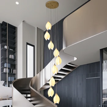 Iskandinav LED Merdiven Tavan Avizeler Yatak Odası Başucu Oturma Odası Mutfak Merdiven Boşluğu Villa Kolye Lamba
