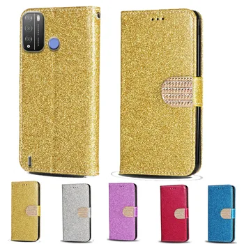 Itel Görüş 1 Pro Lüks Glitter Elmas Flip deri cüzdan telefon kılıfı İçin itel S16 Telefon kapak kart yuvası ile