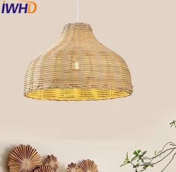 IWHD bambu kolye ışıkları Modern kısa restoran demir kolye lamba ev aydınlatma armatürleri e27 220 v dekor Lamparas
