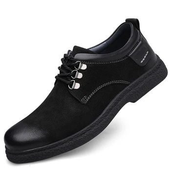 İlkbahar / Sonbahar Yeni Loafer'lar İngiliz Tarzı Hakiki deri ayakkabı Eğlence İş deri ayakkabı erkek İnek Derisi Yumuşak tabanlı ayakkabılar Erkek