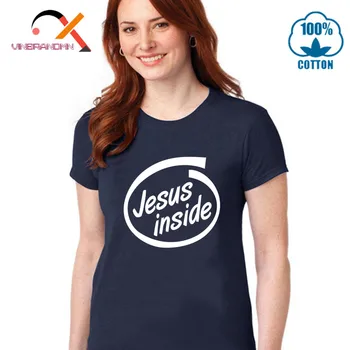 İsa Içinde Daire İnanç Mesih Tee Gömlek kadın Dini Hıristiyan T-Shirt Tanrı Aşk İsa Harika Takım Kadın Tshirt