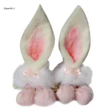 J78E Peluş Tavşan Kulaklar Saç Klipler Kadınlar Kızlar için Sevimli Tavşan Kulak Şapkalar Parti Favor
