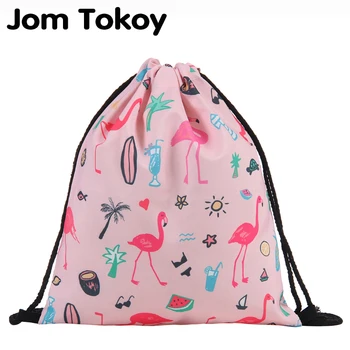 Jom Tokoy Moda İpli Çanta Baskı Flamingo Mochila Feminina büzgülü sırt çantası Kadın günlük Rahat Kız sırt çantası 29033