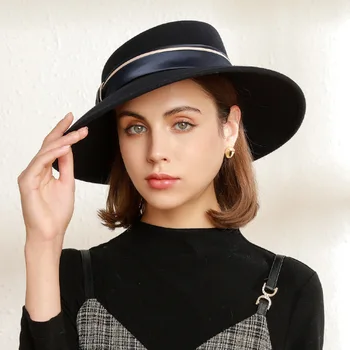 Kadın parti kova şapka Resmi şapkalar Bayan kış moda asimetrik ilmek yün keçe şapkalar