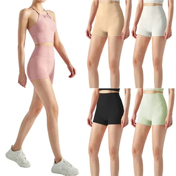 Kadın Rahat Dikişsiz Spor Şort Moda Düz Renk Yüksek Bel Sıkı Yoga kısa pantolon, Bir Boyut