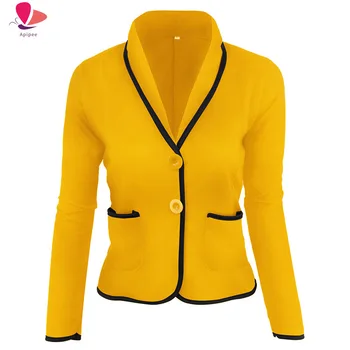 Kadın Saf Renk Blazer ve Ceketler Zarif Uzun Kollu Kısa Ofis Tek Göğüslü Bayanlar Blazer Streetwear 5xl